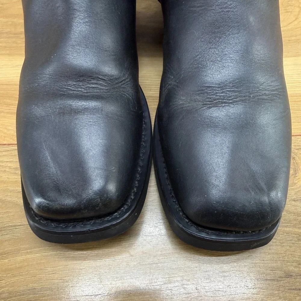 DINGO Harness Biker Riding Boots Mens 8.5 D Black Leather Square Toe Moto